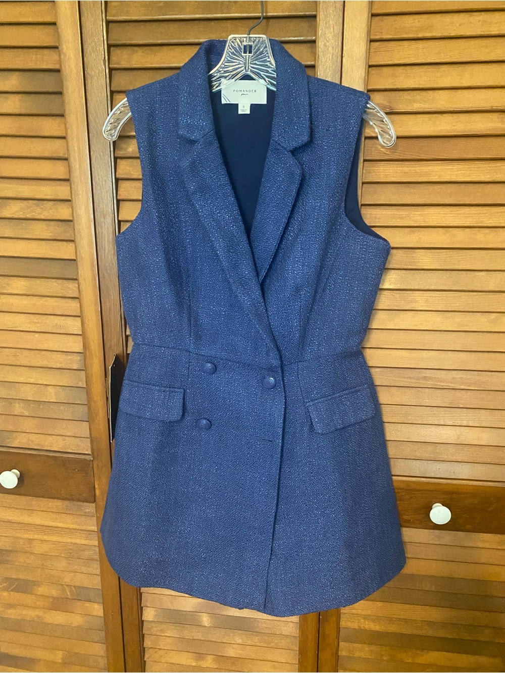 Pomander Place Tuckernuck Navy Tweed Campbell Romper Size Small